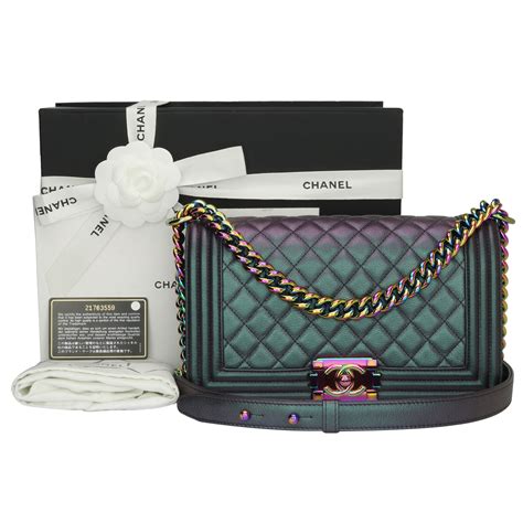 chanel iridescent purple boy bag